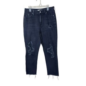 PacSun Moms Jeans 27 Black Distressed Raw Straight‎ Hem High Rise